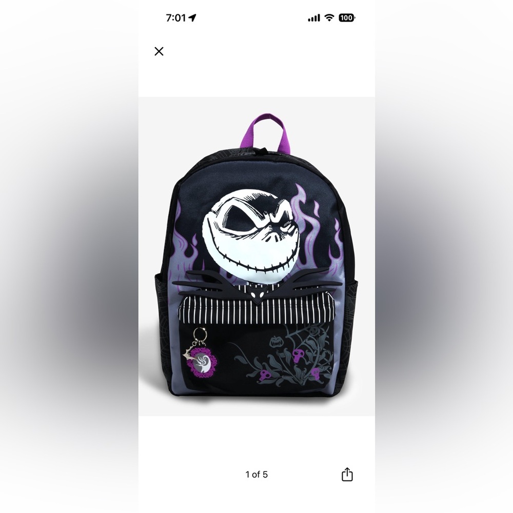 Disney bioworld nightmare before Christmas jack glow in the dark backpack